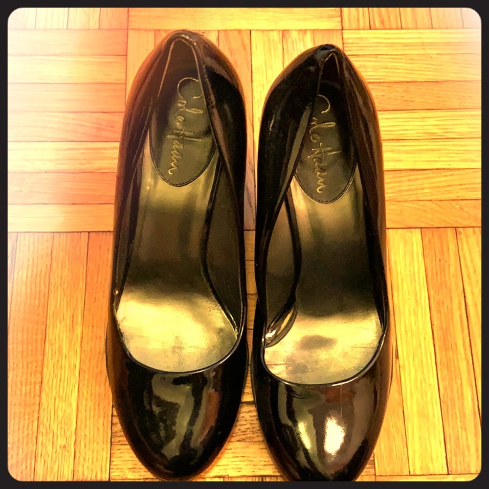 Cole Haan patent leather shiny black wedges